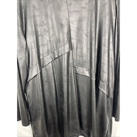 Kozan Slinky Faux Leather Mini Dress/Oversized Top w/ Metal Button Womens Size M - Picture 10 of 12